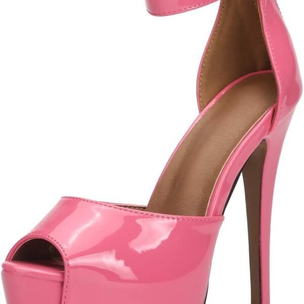 Womens Sandals Platform Peep Toe Ankle Strap Stiletto High Heel Dress Zip