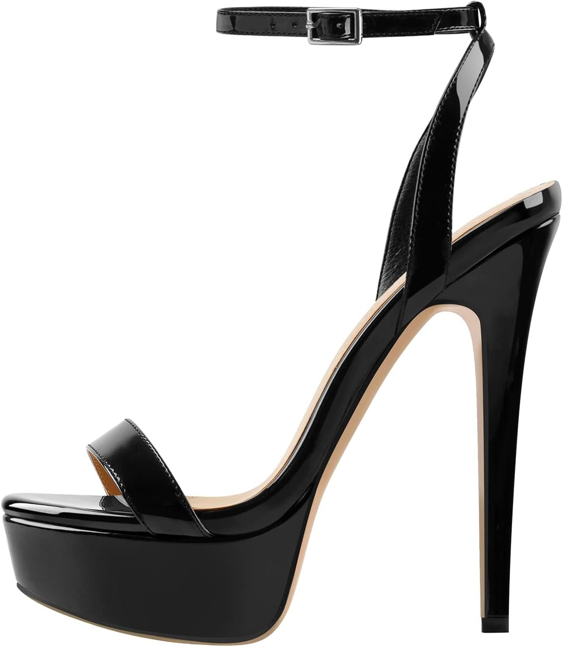 Platform Stiletto High Heels for Women, Round Open Toe Ankle Strap Sexy Heeled Sandals for Wedding Party Dress