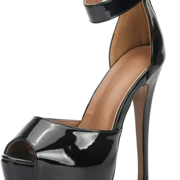 Womens Sandals Platform Peep Toe Ankle Strap Stiletto High Heel Dress Zip
