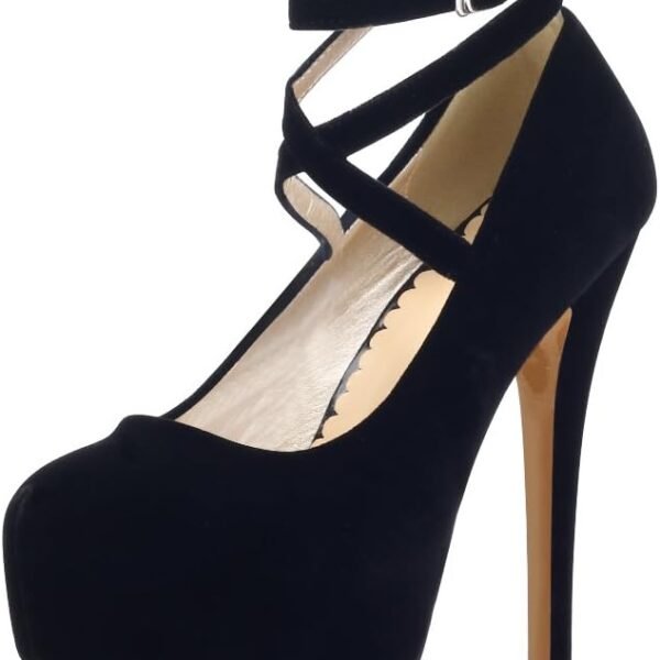 Women's Ankle Strap Platform Party Closed Toe Dress High Heels Pumps