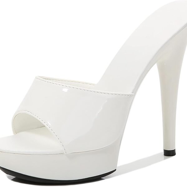 Women's Peep-Toe High-Heeled Platform Sandals, Sexy Party Slippers, Round Toe Open-Toe Slip-On High Heels, Backless Prom Sandals, Stylish Stiletto Heels for Weddings and Evenings
