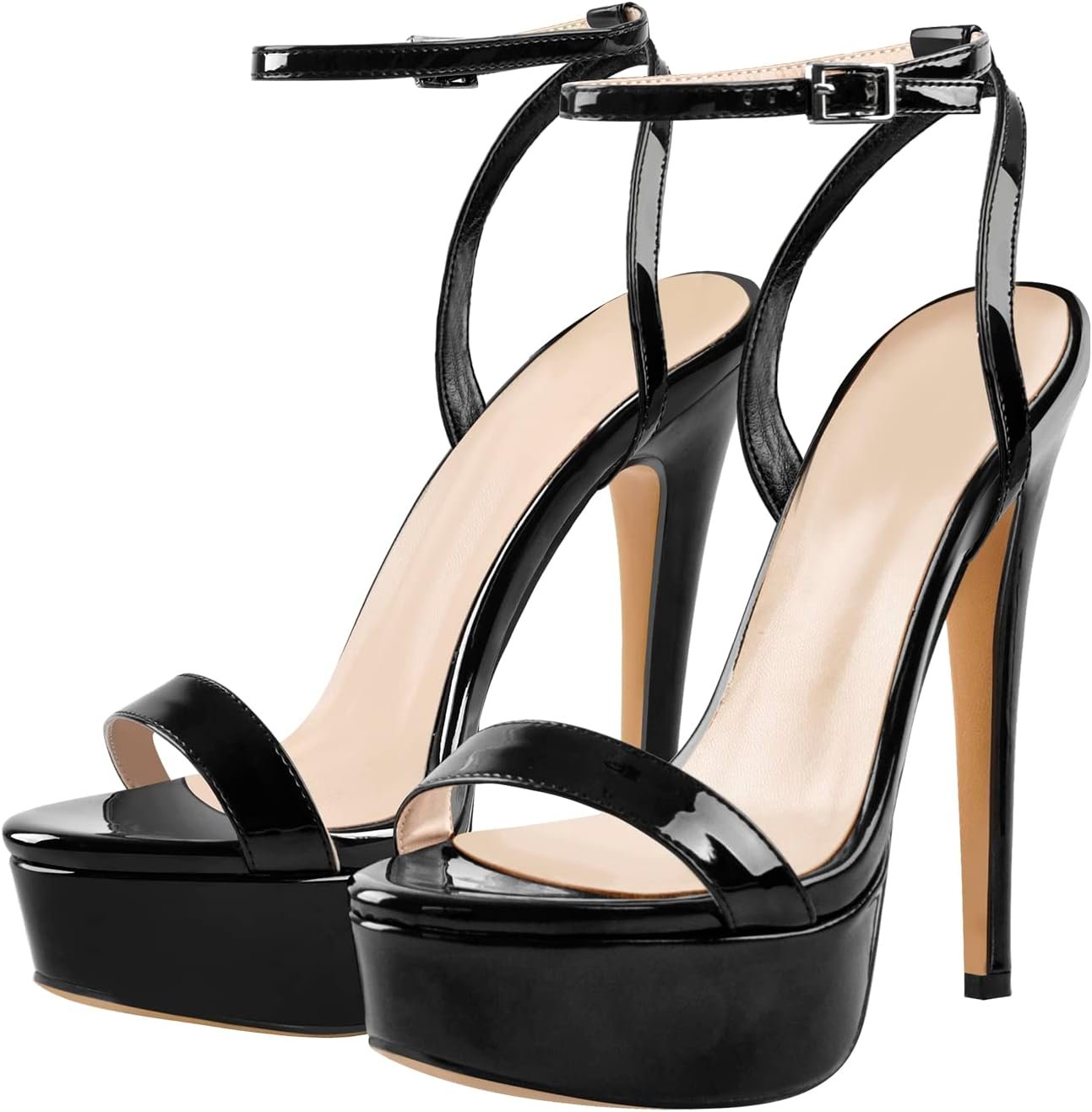 Platform Stiletto High Heels for Women, Round Open Toe Ankle Strap Sexy Heeled Sandals for Wedding Party Dress - Image 2