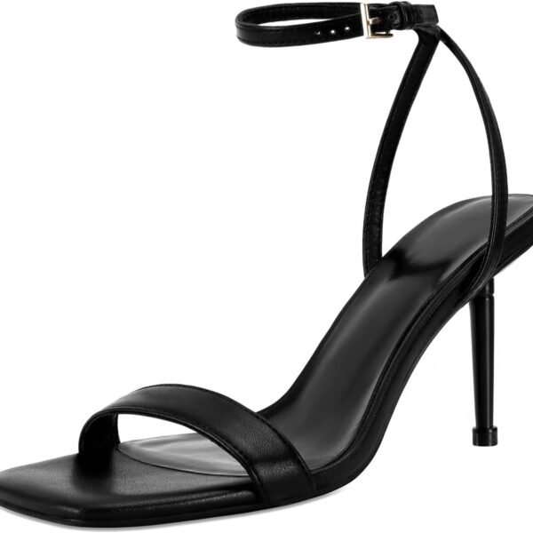 Women's square-toe open-toe stiletto sandals, lace-up ankle-strap sandals, comfortable dress party shoes