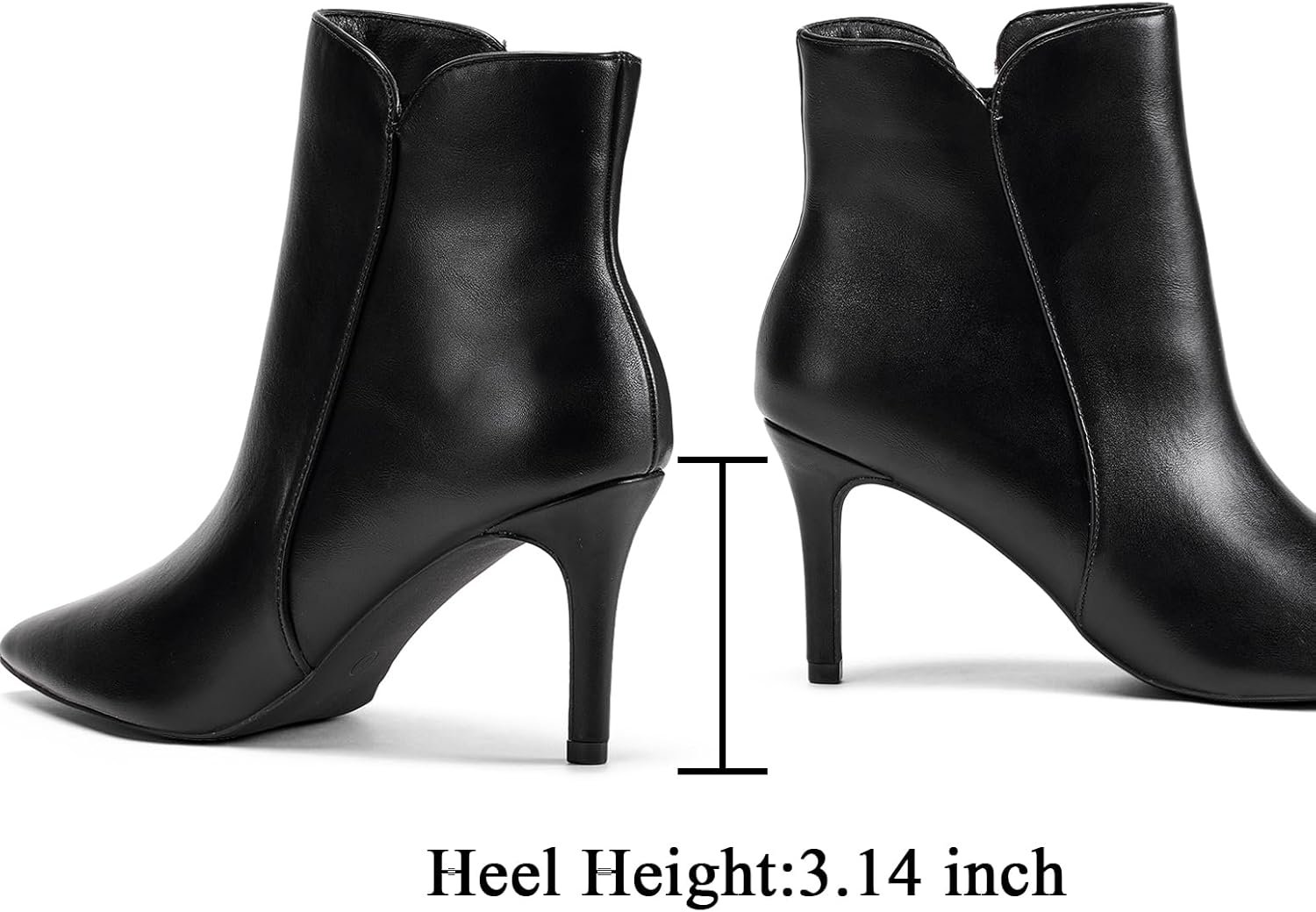 Women Chic Heeled Ankle Boots,Sexy Pointed Toe with 3 Inch High Heel Fashion Stylish Booties with Side Zipper Evening Party Dress Shoes - Image 2