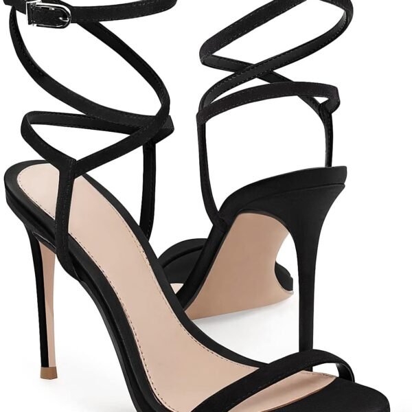 Women's lace-up high-heeled sandals, sexy high-heeled ankle-strap summer dress shoes