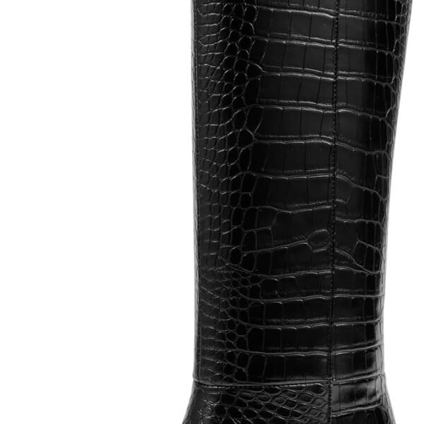 Knee High Boots for Women - Pointed Toe  & Crocodile, Side Full Zipper for Easy Wear, All-Day Comfort Boots for Work, Party and Daily Chic Style