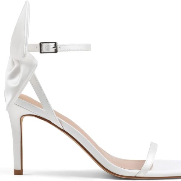 Women's bow ankle-strap open-toe stiletto sandals, suitable for summer formal wear