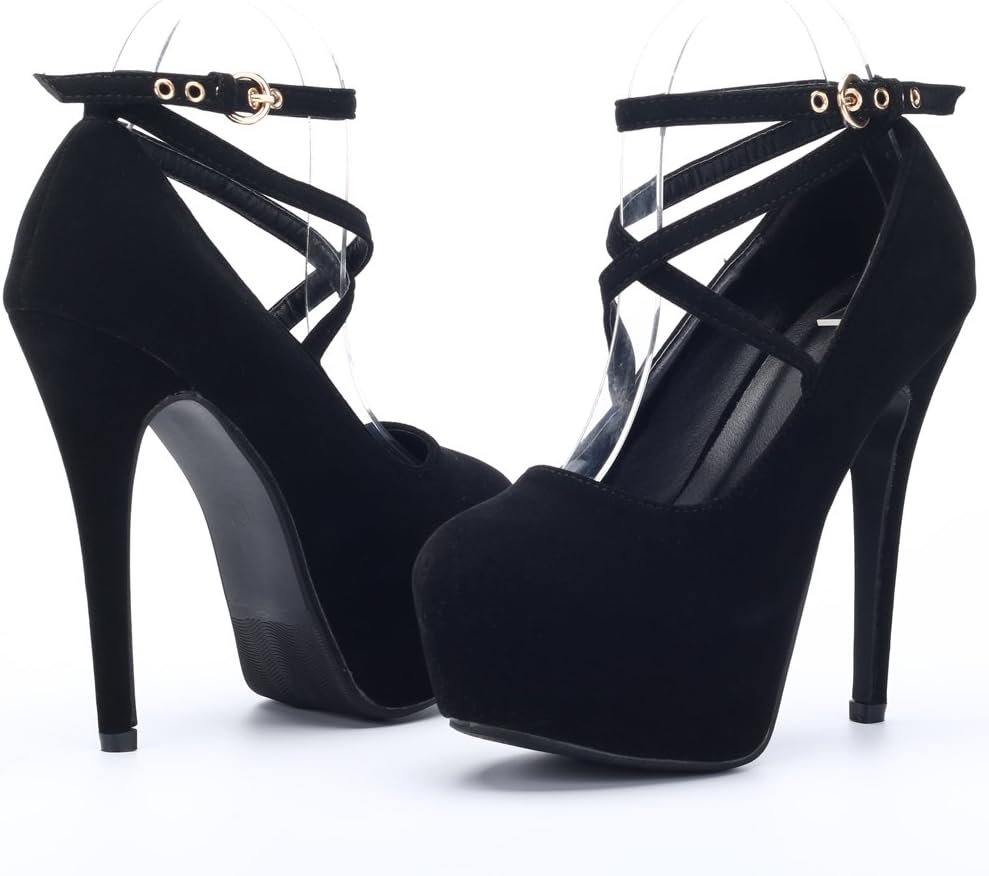 Women's Ankle Strap Platform Party Closed Toe Dress High Heels Pumps - Image 2