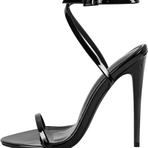 Strap-up stilettos, ankle-strap buckle high-heeled sandals, sexy and comfortable open-toe round-toe high heels, suitable for everyday party wear