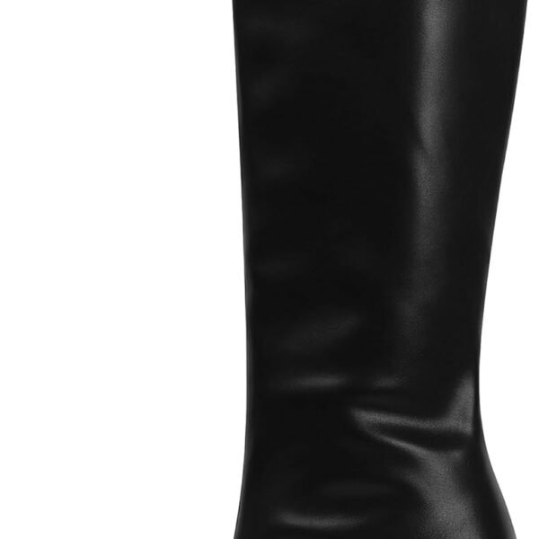 Knee High Boots for Women Square Toe Chunky Heeled Boots with Side Zipper Fashion Dress Elastic Tall Boots