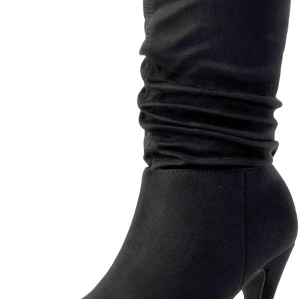 Women's High Heel Mid Calf Boots Slouchy Pointed Toe Fall Boots