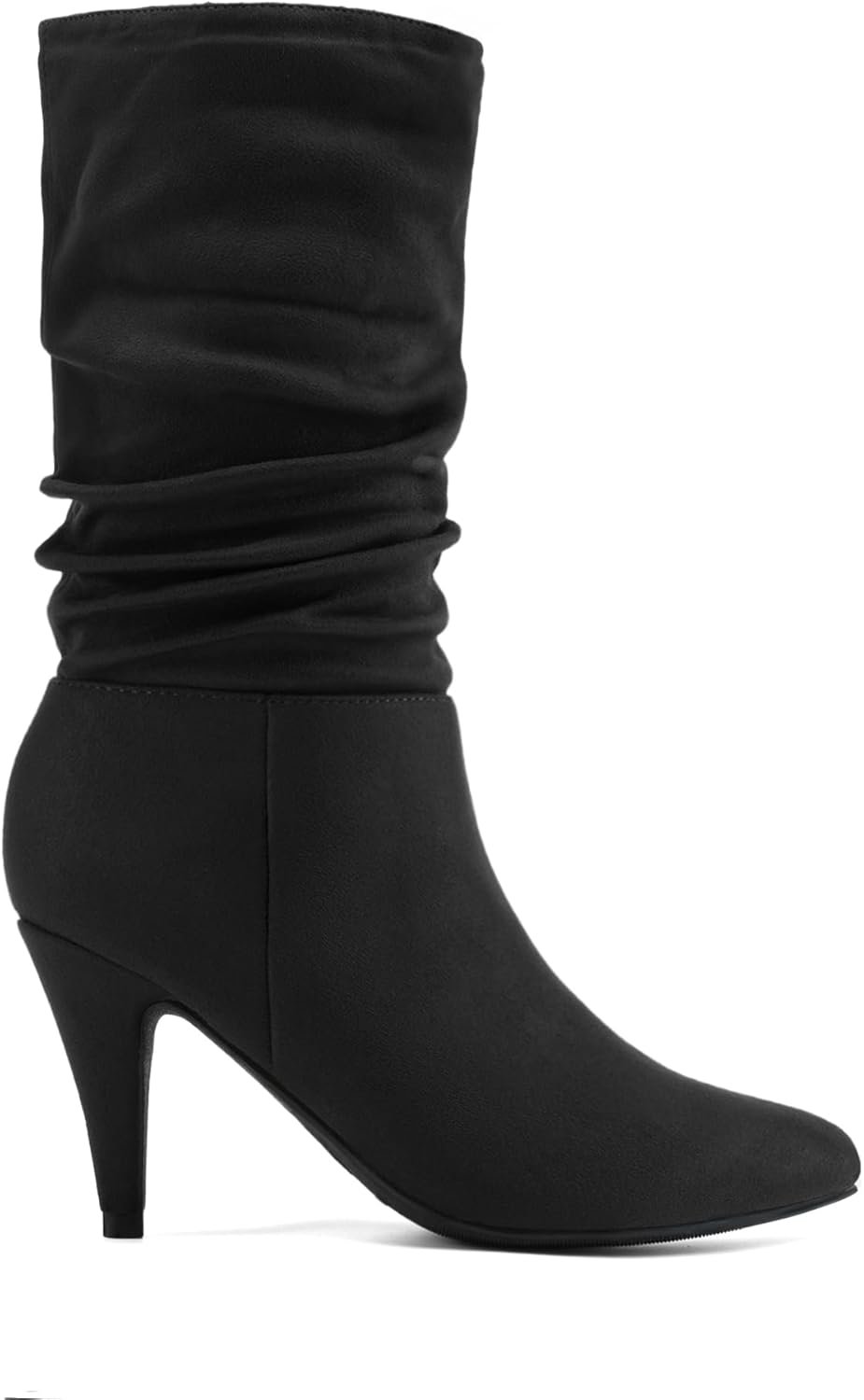Women's High Heel Mid Calf Boots Slouchy Pointed Toe Fall Boots - Image 2
