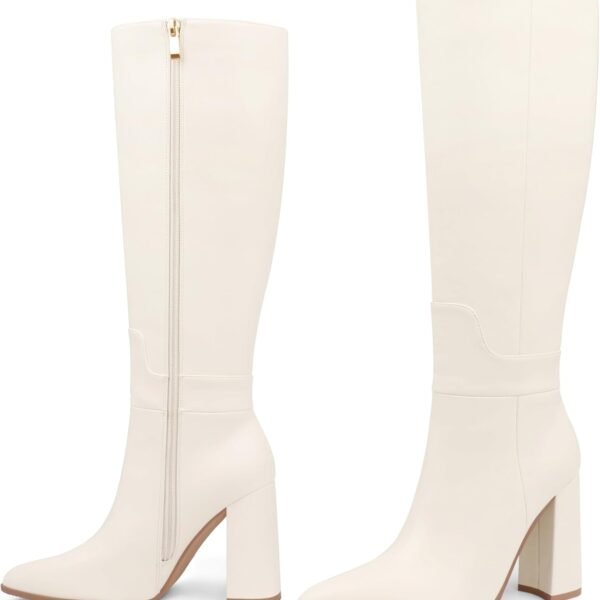 Women's Tall Boots Pointed Toe Boots for Women Knee High Heeled Long Boots