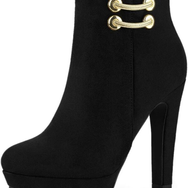 Women's Round Toe Chunky High Heel Platform Ankle Boots