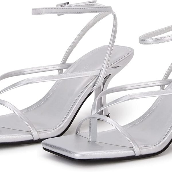 Women's lace-up high-heeled sandals, square-toe flip-flops, strappy party shoes