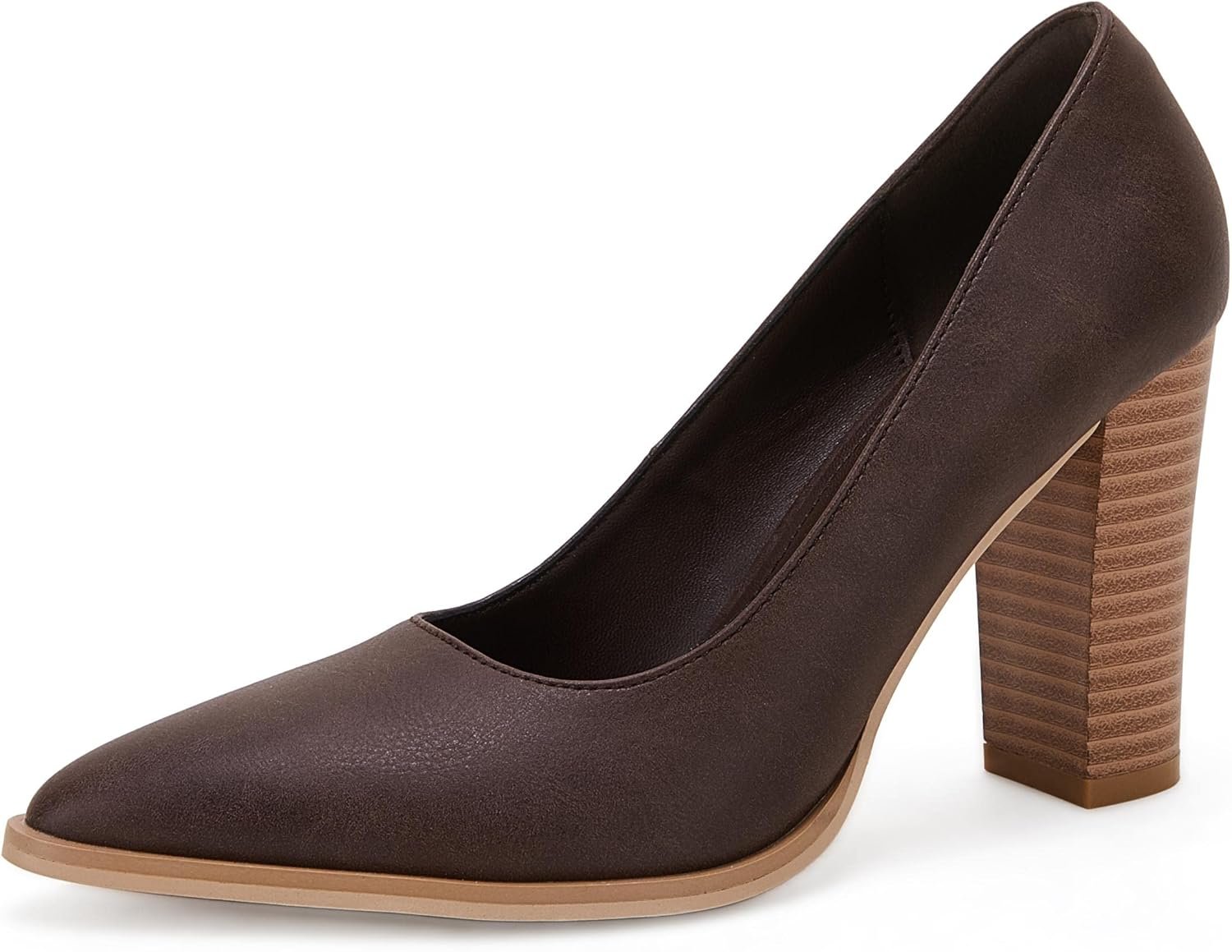 Women's Pointed Toe Pumps Chunky Block High Heel Slip On Dress Party Wedding Shoes