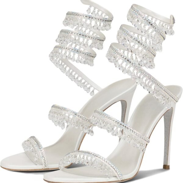 Women's Rhinestone Wrapped Strappy Stiletto Heels, Round Toe Open-Toe Lace-Up High Heel Sandals, Suitable for Weddings, Prom Parties, and Dresses