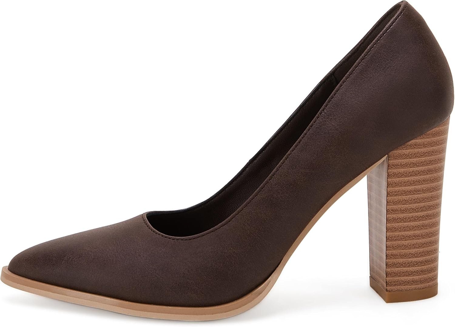 Women's Pointed Toe Pumps Chunky Block High Heel Slip On Dress Party Wedding Shoes - Image 2