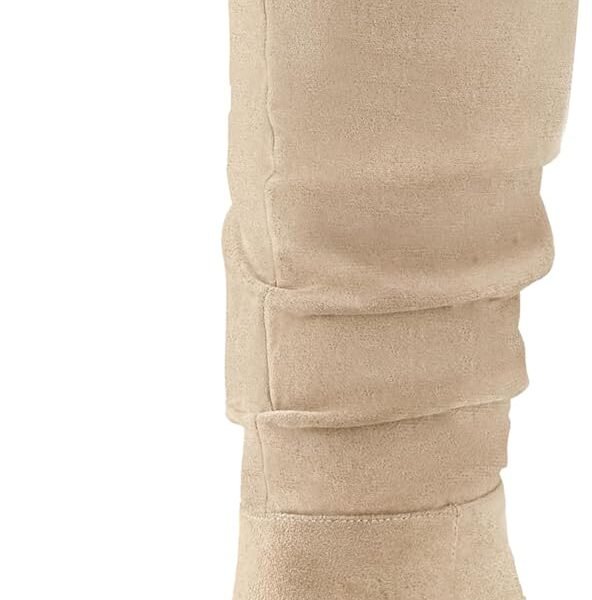 Knee High Suede Slouch Boots for Women Fashion Round Toe with high heeled  for Elegant Versatile Wear