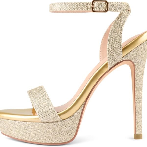 Women's open-toe high-heeled sandals, sexy ankle-strap high heels, suitable for formal weddings