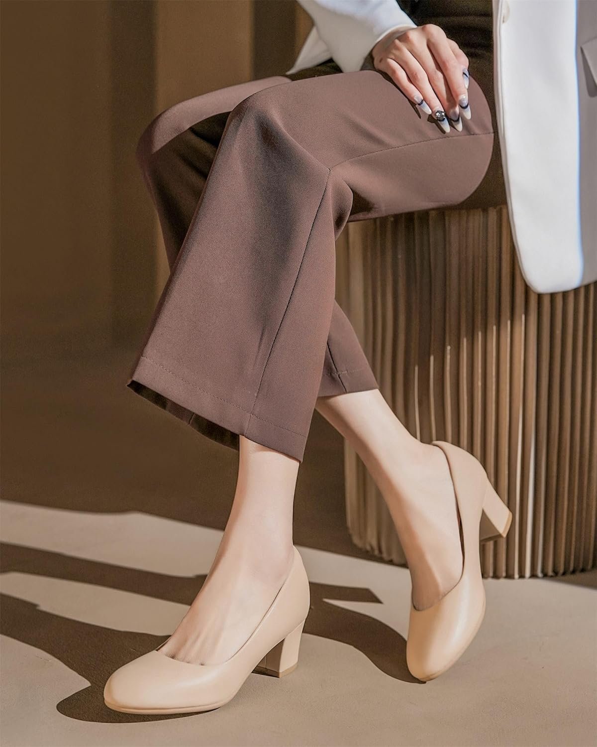 2 inch Low Block Heel Pumps for Women Round Closed Toe Chunky Heels Comfortable Dress Shoes Office Work Formal - Image 2