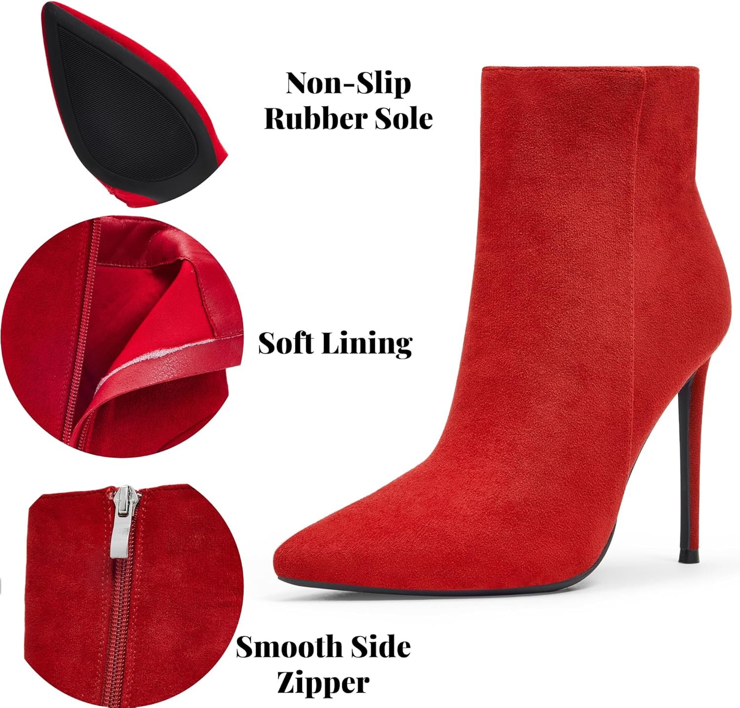 Women Heeled Ankle Booties,Sexy Pointed Toe 4 inch Stiletto High Heel Fashion Ankle & Booties with Side Zipper High Heel Boots Dress Evening Party Boots Shoes - Image 2